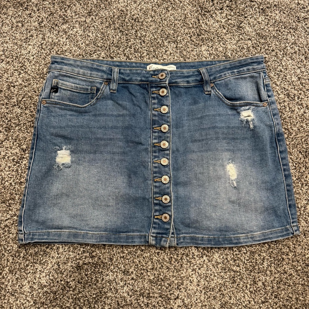 KanCan Denim Button-Up Skirt